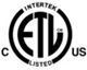 ETL Intertek Certification, Conforms to AGA I-94 and C.S.A. Std C22.2