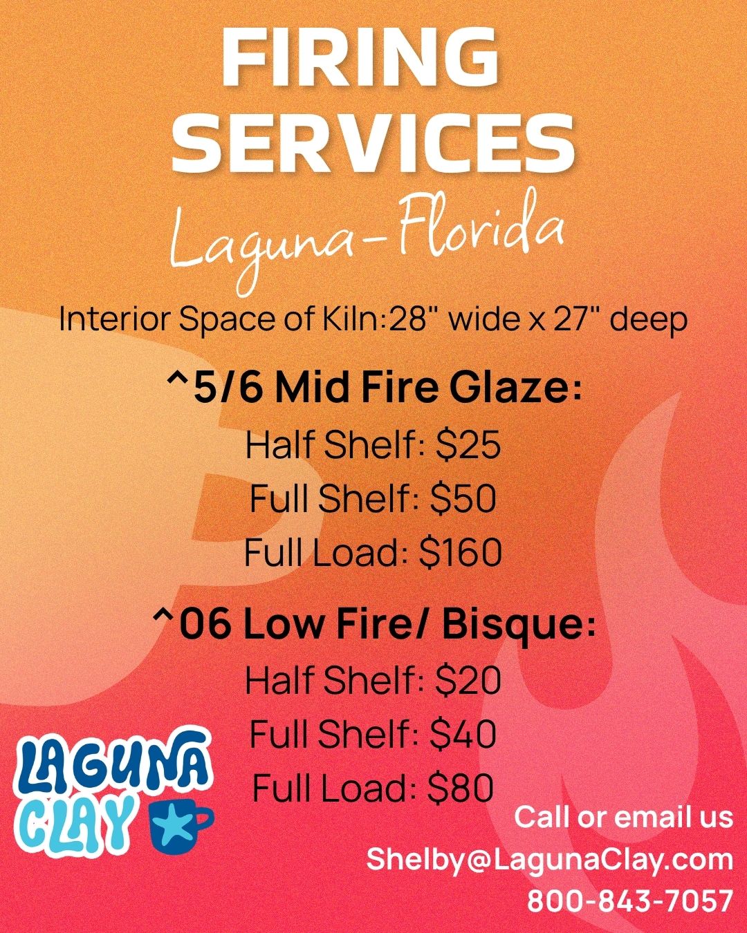 Laguna Clay Florida Firing Services