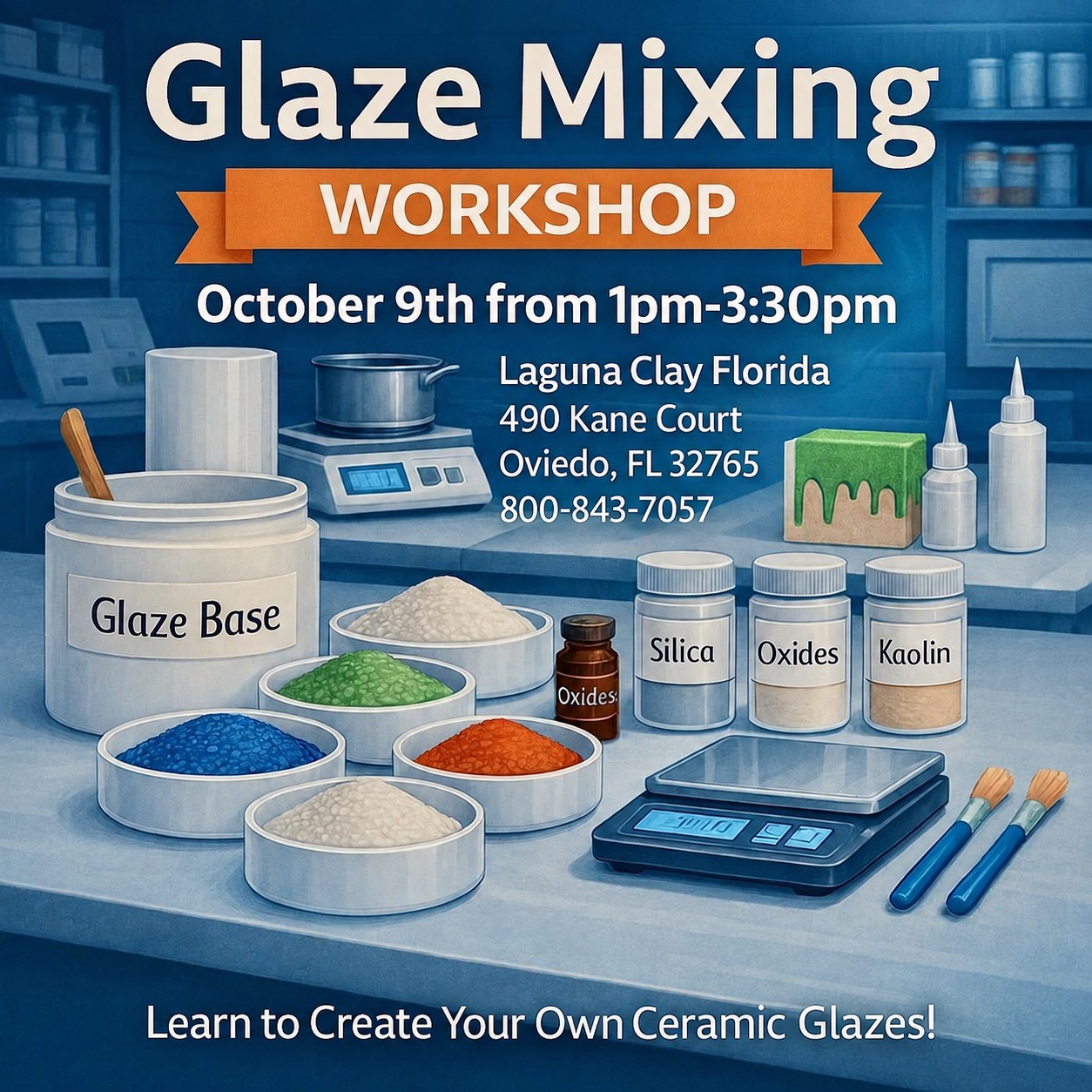 Laguna Clay Florida Glaze Mixing Workshop October 9 2026
